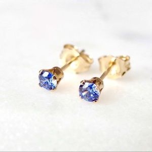3mm CZ sapphire studs 14k gold fill